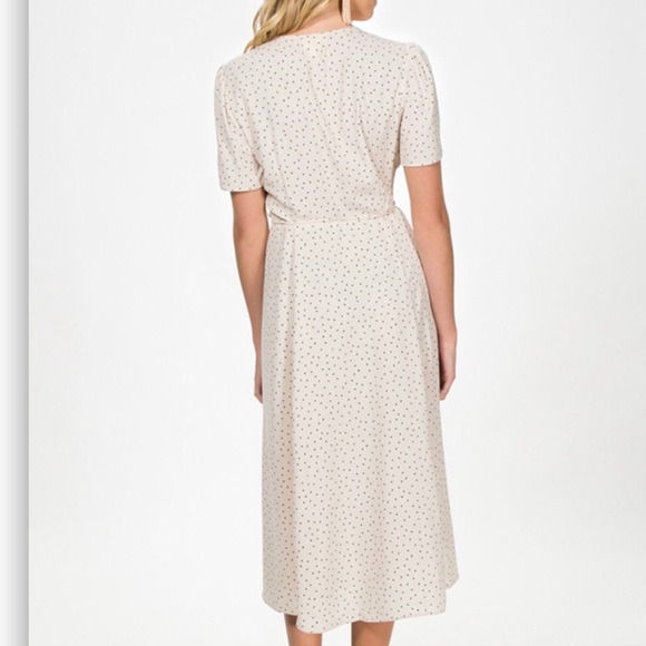 Everly Midi Polka Dot Short Sleeve Wrap Dress - Picture 4 of 11